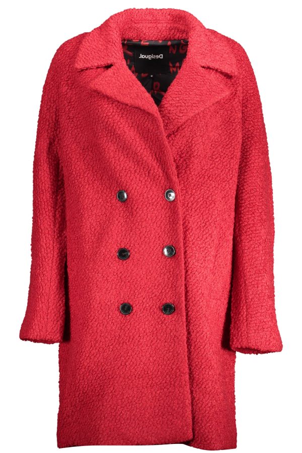 "MANTEAU FEMME DESIGUAL ROUGE"-1